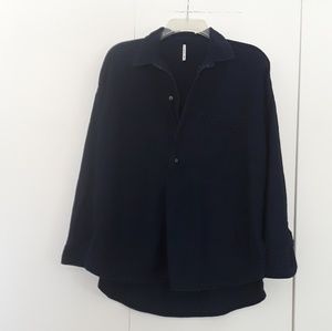 Free People Dark Denim Shirt Oversized, High/low